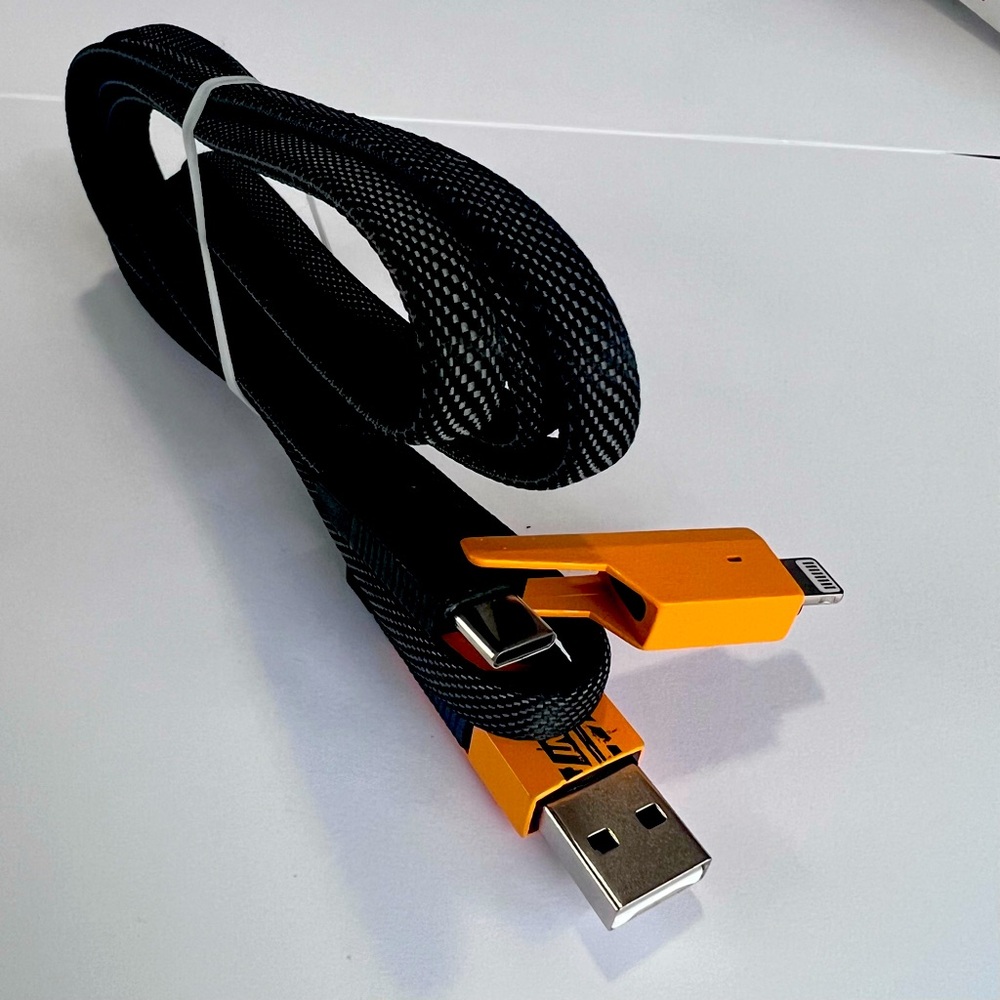 USB 4 in 1 Fast Charging Cable Flat Wire Yellow/Black